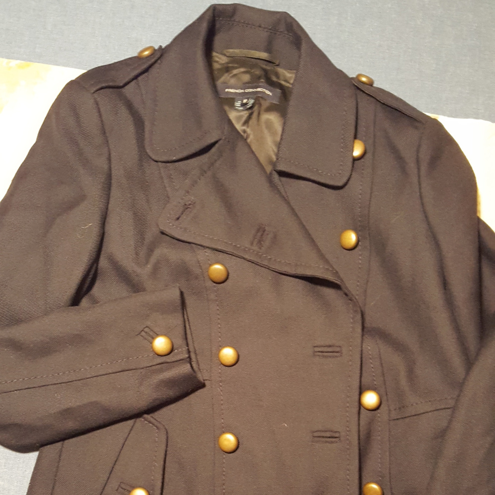 GENTLY USED BLUE FRENCH CONNECTION MILITARY TRENCH